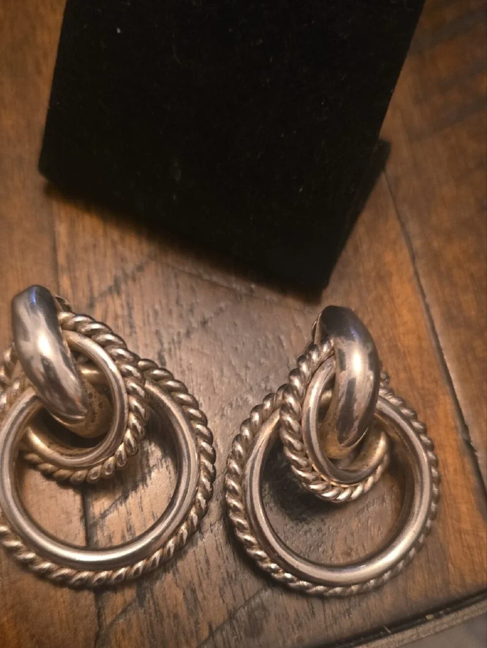 Givenchy Silver-Tone Interlocking Rope Hoop Drop Earrings